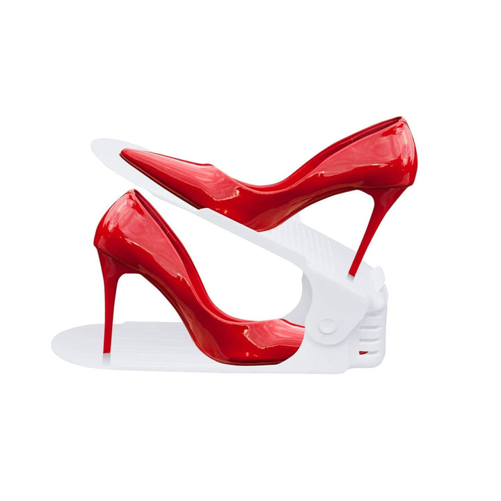 LZQ Einstellbare Schuhregale 3 Höhenverstellbar Schuh Slots, Schuhstapler/Schuhhalter Set, Kunststof