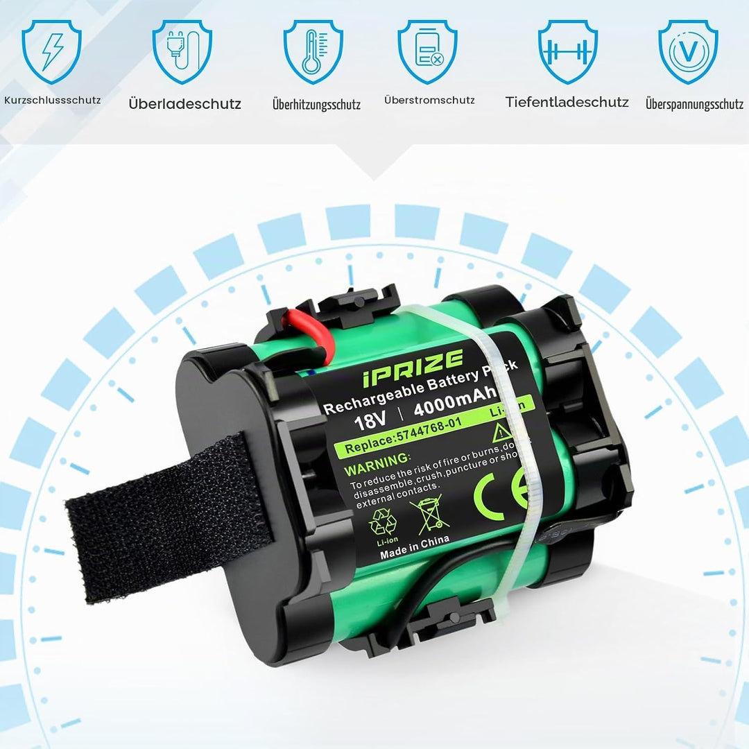 iPrize 18V 4000mAh Li-ion Ersatzakku Kompatibel mit Gardena Mähroboter R38Li R40Li R45Li R50Li R70Li