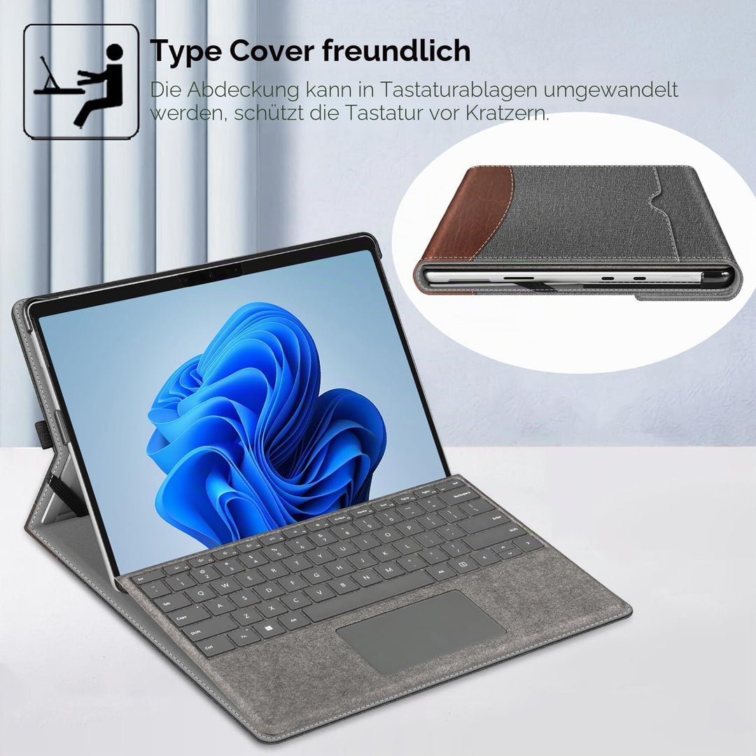 Fintie Hülle für Microsoft Surface Pro 8 13 Zoll (2021) - Multi-Sichtwinkel Hochwertigem Kunstleder