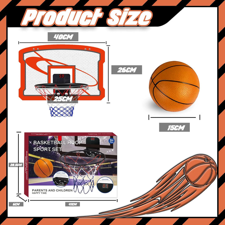 TEUVO Basketballkorb für Kinder und Erwachsene, Strong Indoor Mini Basketballkorb für Tür mit Pumpe,