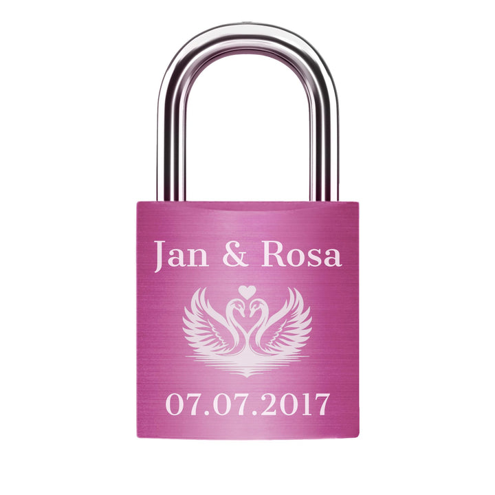 Liebesschloss mit Gravur + 2 Schlüssel - Rosa - frei gestaltbares einzigartiges Liebes Schloss, pers