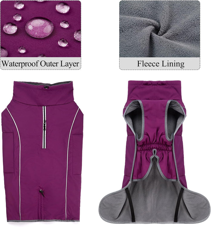 Hundemantel Warm Wasserdicht Hundejacke Winter Fleecemantel Hund Regenjacke Reflektierend mit Reissv