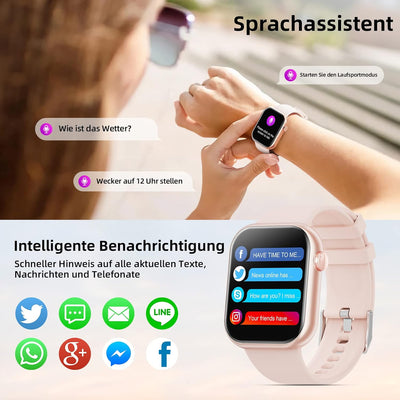 2023 Smartwatch für Herren und Damen, 1,85 Zoll (1,85 Zoll), Smartwatch mit Bluetooth-Anruf und Frei