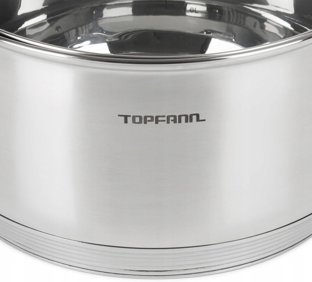 Edelstahl Kochtopf 22cm mit Glasdeckel Topf Suppentopf Universaltopf Induktion 4L