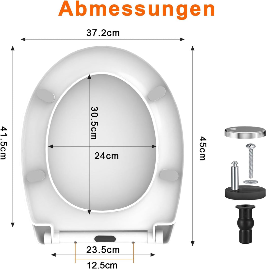 SURFOU Toilettendeckel mit Absenkautomatik, O-Form WC Sitz bis 150kg Belastbar, Weiss Klodeckel und