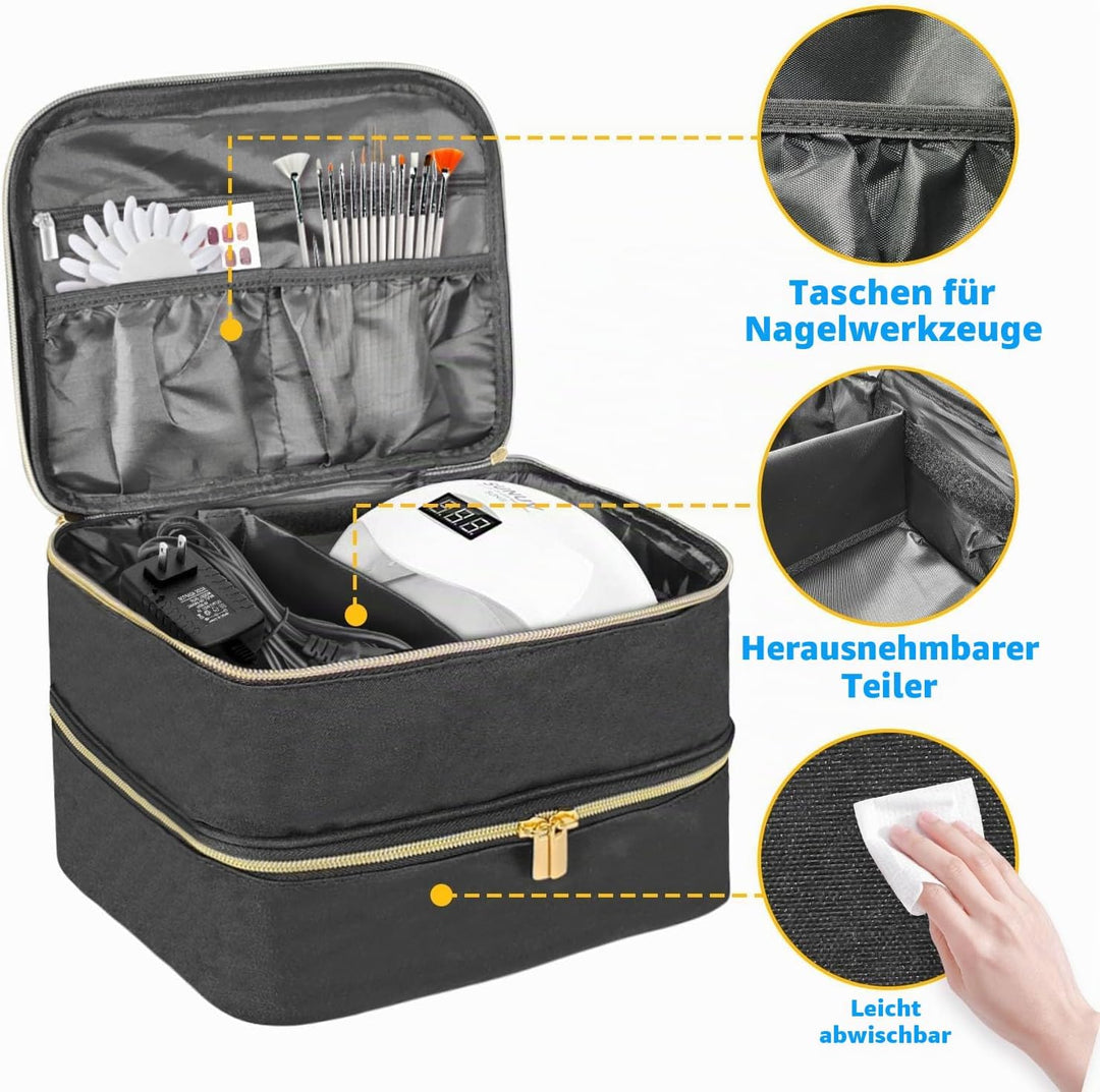 Nagellack Organizer Tasche, Doppelschicht Nagellack Aufbewahrung Box, Organizer Koffer für Nageldesi