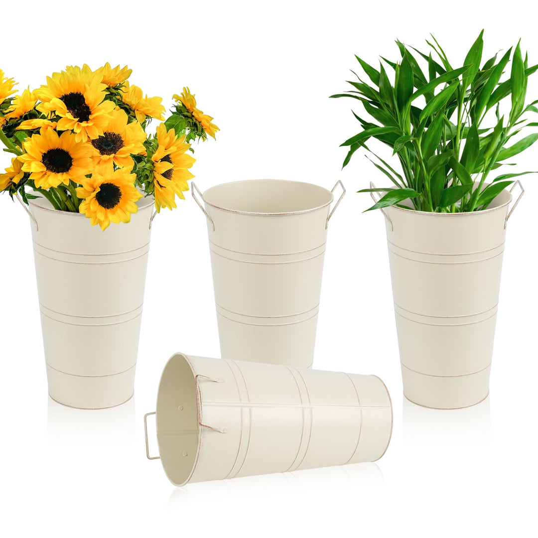 Notakia Grosse verzinkte Metallvasen, Bauernhaus, französische Blumenvasen für Schnittblumen, Heimde