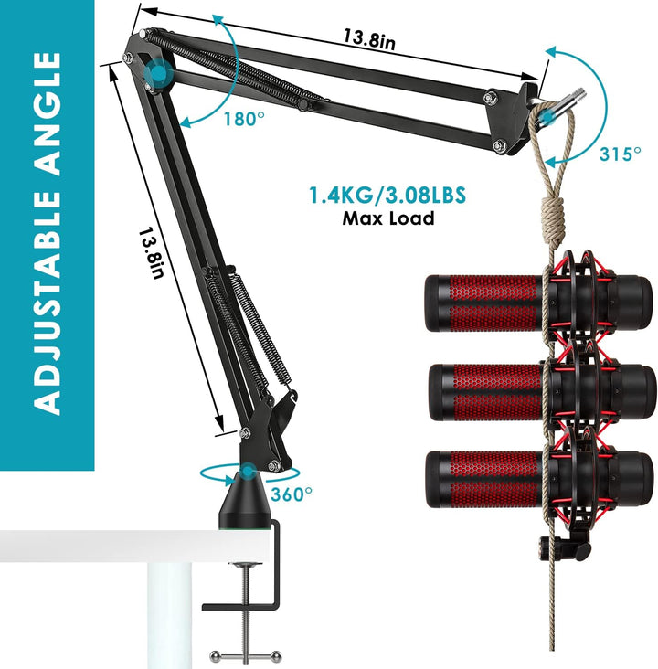 HyperX QuadCast Mikrofonarm - Mikrofonständer mit Popschutz kompatibel mit Hyperx QuadCast S Mikrofo