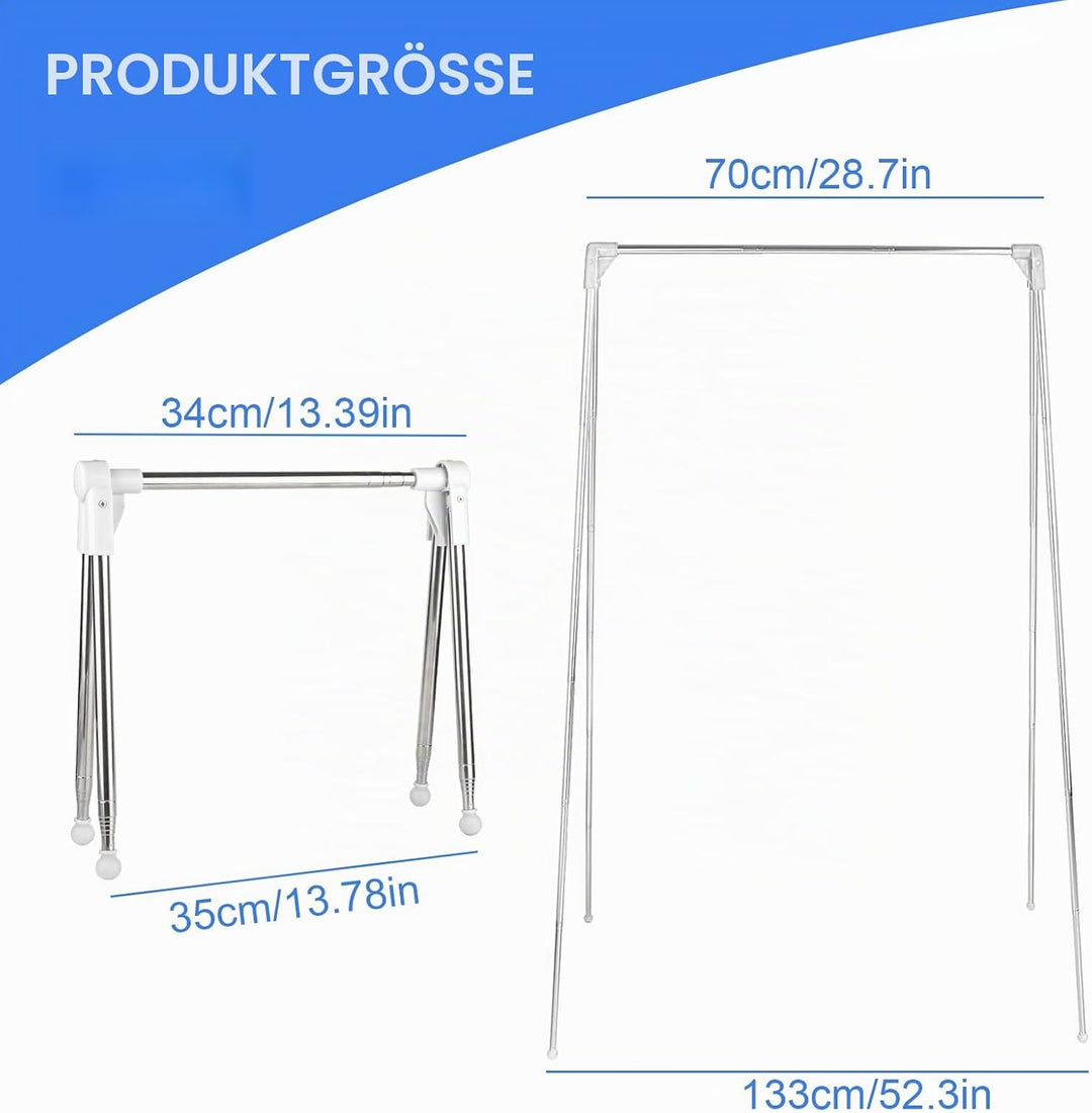 Tragbares, zusammenklappbares Kleidungsstück, 84–180 cm (33–71 Zoll) tragbares Reisegestell, zusamme