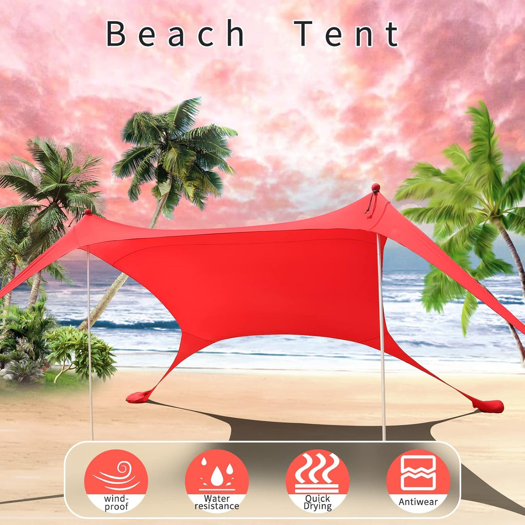 CUUPO Strandzelt, Sonnenschutz, LSF 50+, UV-Schutz, Outdoor-Baldachin, Sonnenschutz mit 2 Stangen fü