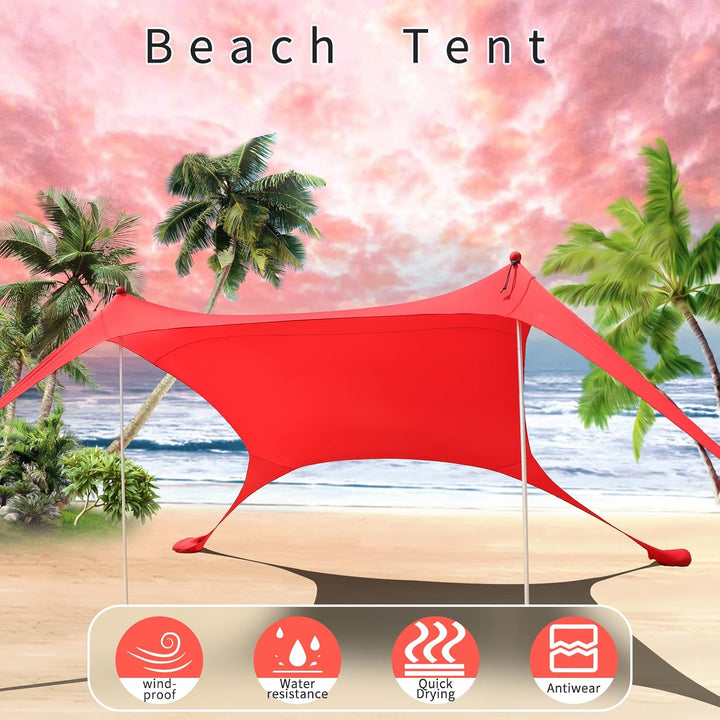 CUUPO Strandzelt, Sonnenschutz, LSF 50+, UV-Schutz, Outdoor-Baldachin, Sonnenschutz mit 2 Stangen fü