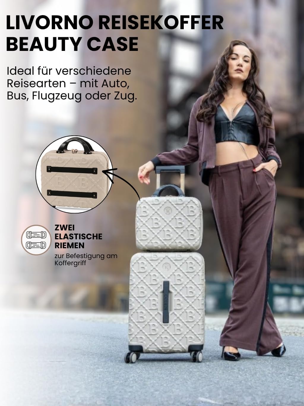 BERTOO Livorno Hartschalen-Kosmetikkoffer, Reisekoffer aus ABS+PC, 16 l, mit Trolley- und Schultergu