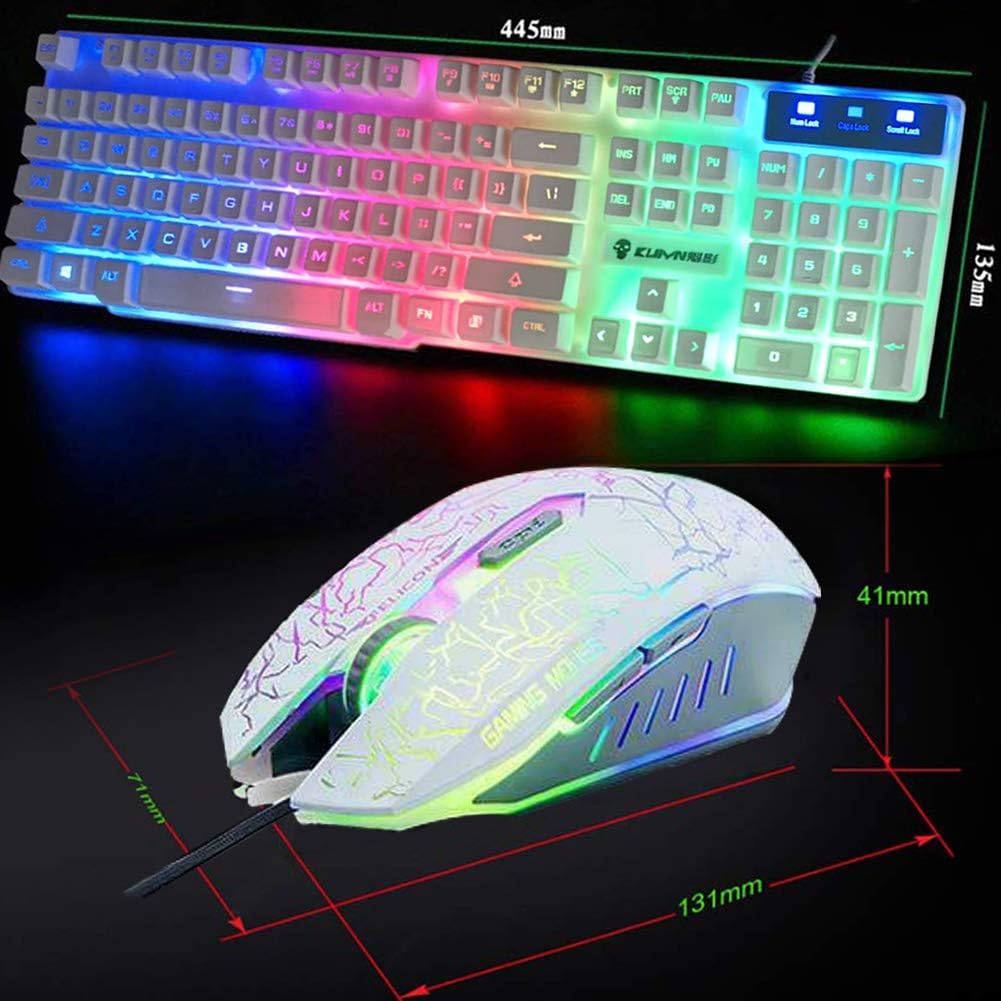 UrChoiceLtd Meyying T6 Regenbogen Hinterleuchtet Multimedia USB Spiel Tastatur + 2400DPI 6 Tasten Op