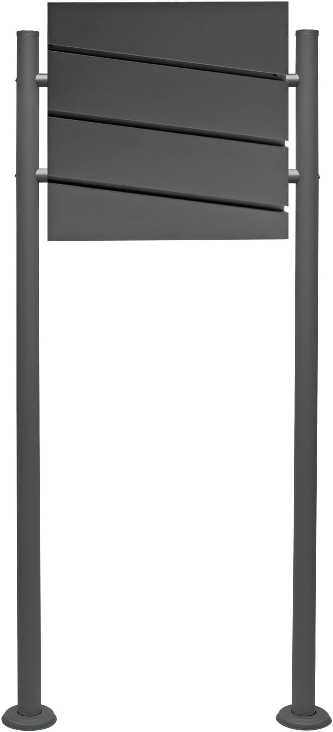 Wiltec Set Designer Briefkasten V16 Anthrazit 370 x 105 x 370 mm mit Ständer, Wandbriefkasten mit Sc