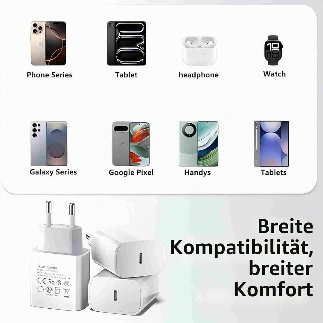 4er-Pack USB C 25W Ladegerät Ladekabel, Schnellladegerät PD3.0 Stecker Typ C, 25W USB C Handy Netzte