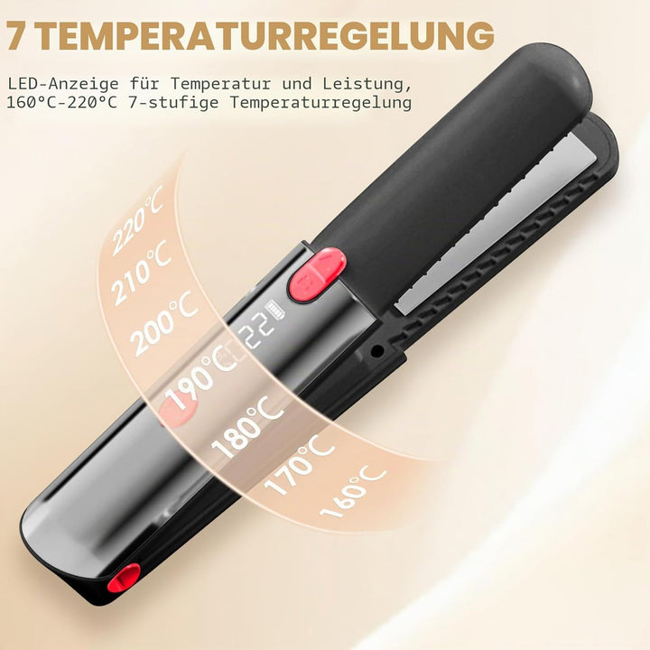 Mini Glätteisen, Air Haarglätter, Ionen Air Glätteisen, Tragbarer Reise-Haarglätter, LCD-Display, 16