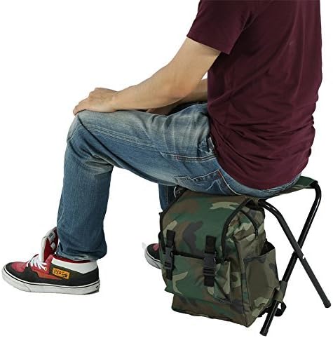 VGEBY Angelrucksack Stuhl, Tragbar Rucksack mit Stuhl Fischerstuhl Angeln Klappbarer Hocker Sitz mit