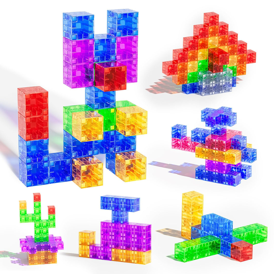 Magnetische Bausteine, Magnetische Bauwürfel für Kleinkinder von 1 bis 3 Jahren, Jungen und Mädchen,