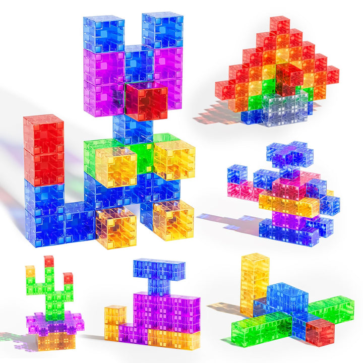 Magnetische Bausteine, Magnetische Bauwürfel für Kleinkinder von 1 bis 3 Jahren, Jungen und Mädchen,