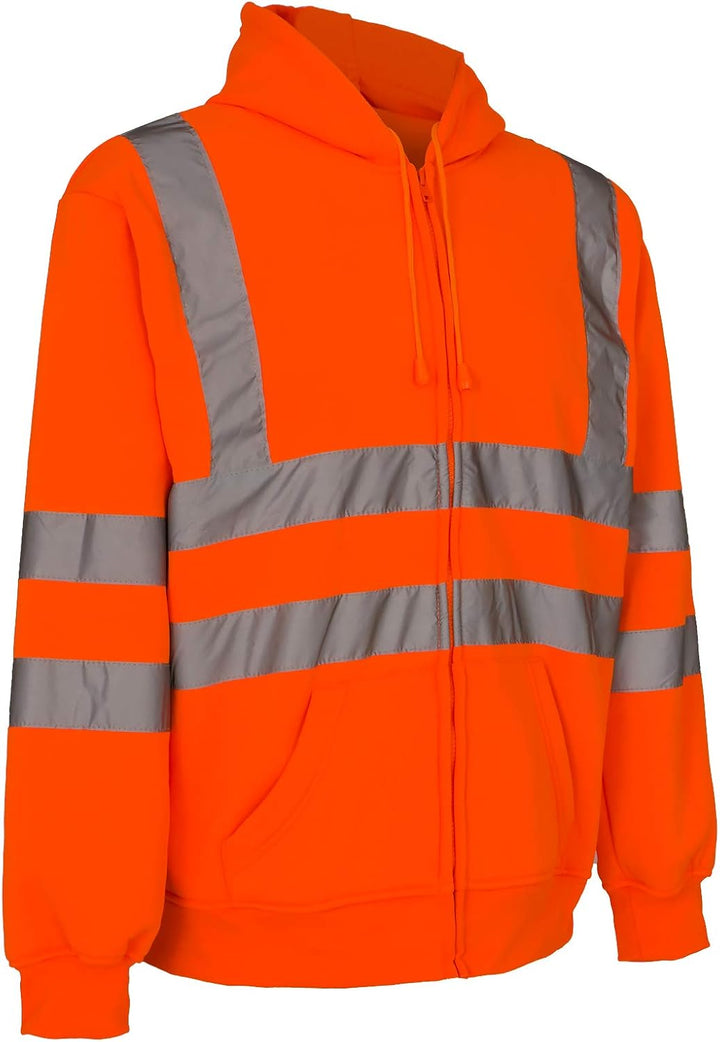 URG Pullover Warnschutzpullover Pulli Warnschutz Sweatshirt Orange Kaputze (Merk-P) L Orange, L Oran