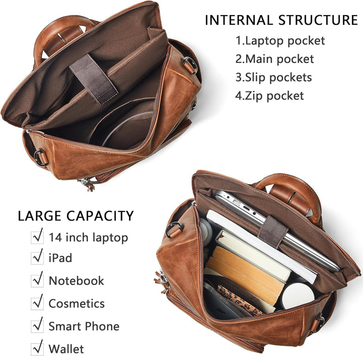 Shrrie rucksack damen elegant geeignet für 15,6Zoll-Notebooks Langlebig wasserdicht Damen aus Leder