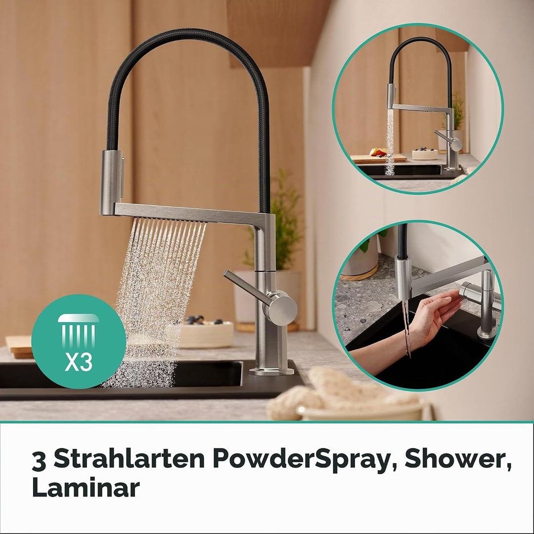 hansgrohe Talis Select M54 PowderSpray Küchenarmatur mit flexiblem Auslauf und Brause, SemiPro, 3 St