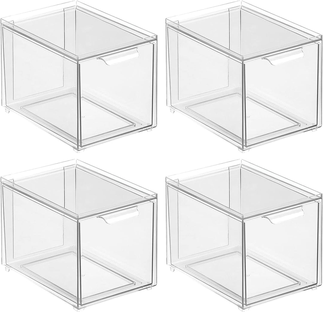 mDesign Aufbewahrungsbox mit Schublade – stabile Schubladenbox aus Kunststoff zur Schuhaufbewahrung
