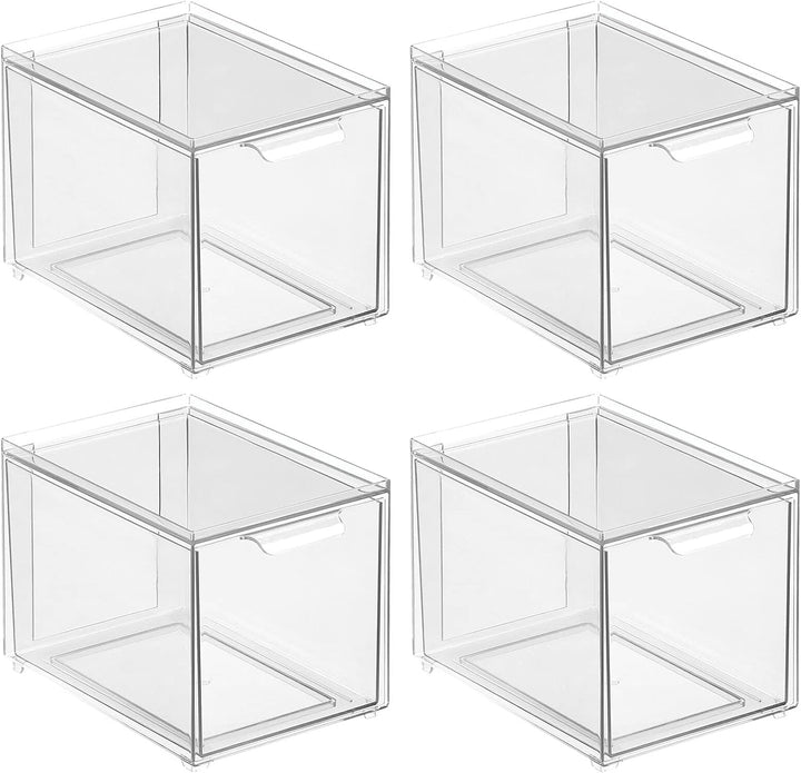 mDesign Aufbewahrungsbox mit Schublade – stabile Schubladenbox aus Kunststoff zur Schuhaufbewahrung