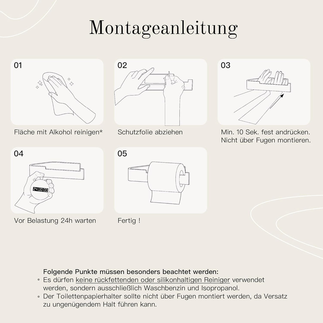 Designfabrik Hamburg Toilettenpapierhalter ohne Bohren | Klopapierhalter zum Kleben | Klorollenhalte