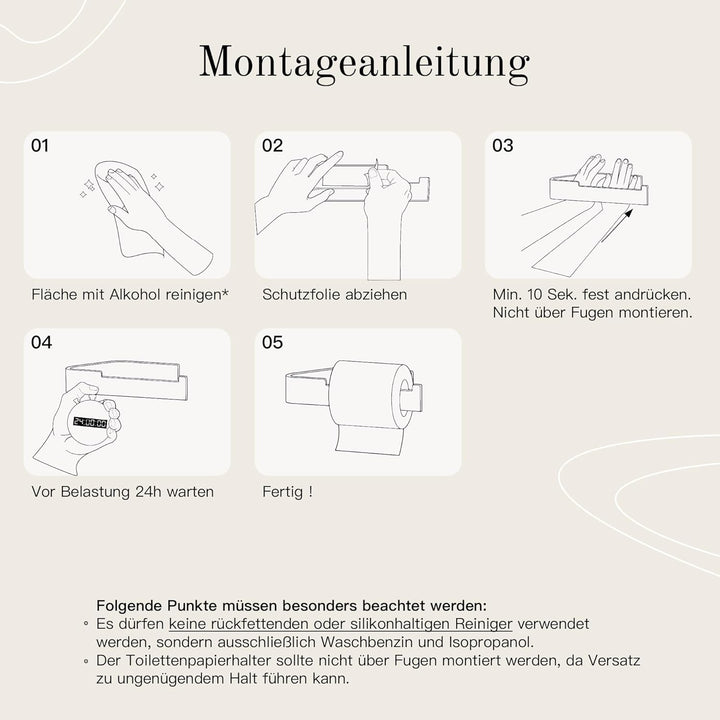 Designfabrik Hamburg Toilettenpapierhalter ohne Bohren | Klopapierhalter zum Kleben | Klorollenhalte