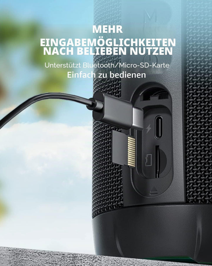 MIFA WildRod Bluetooth Lautsprecher mit Bluetooth 5.3, IP67 wasserdicht & staubdicht, 30W Wiedergabe