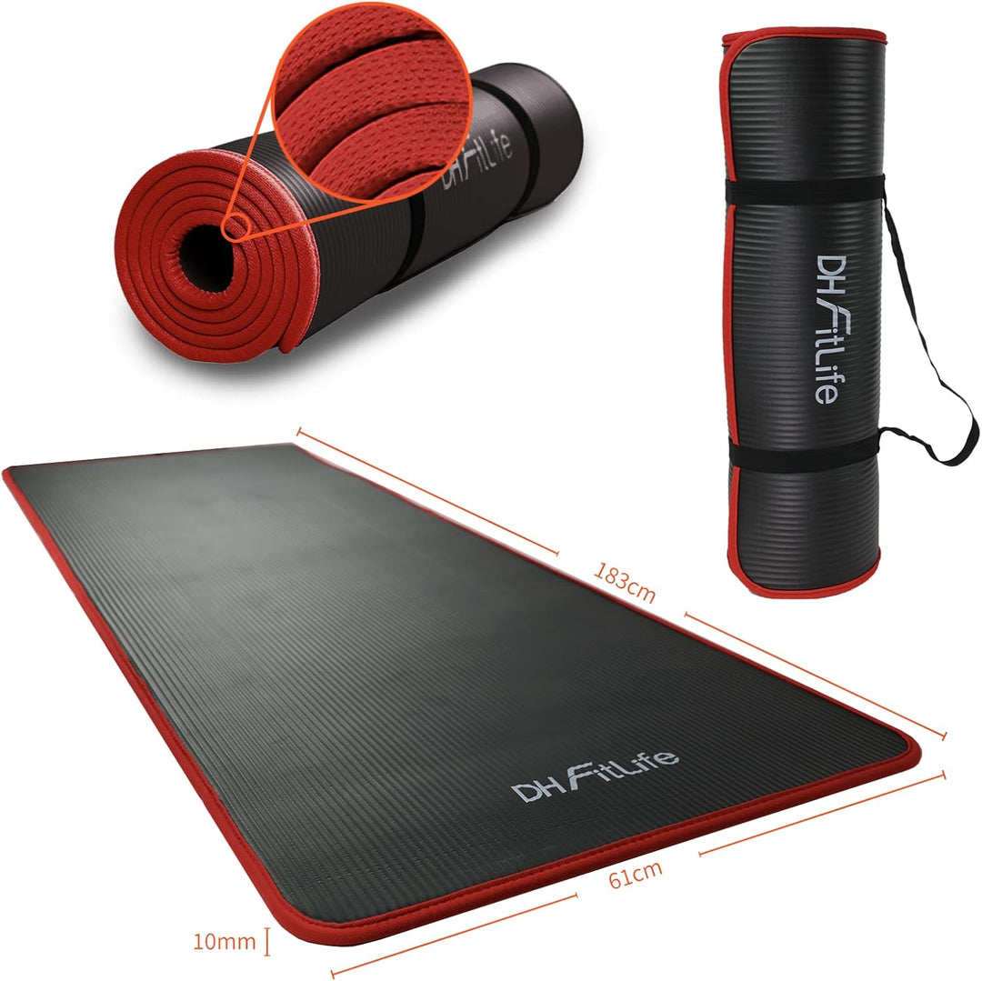 DH FitLife Trainingsmatte Fitnessmatte, Sportmatte 183 * 61 * 1 cm, Gymnastikmatte extra reissfest,