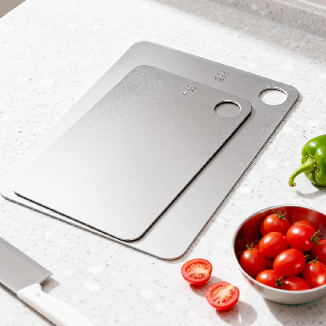 KEITH Titan Schneidebrett, doppelseitig, Titanium schneidbrett aus reinem Titan für Fleisch, Obst un