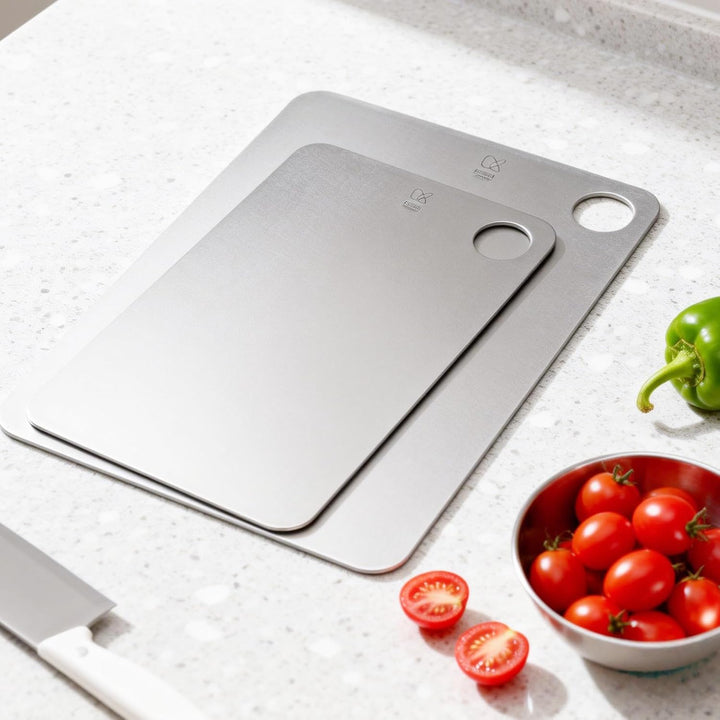 KEITH Titan Schneidebrett, doppelseitig, Titanium schneidbrett aus reinem Titan für Fleisch, Obst un