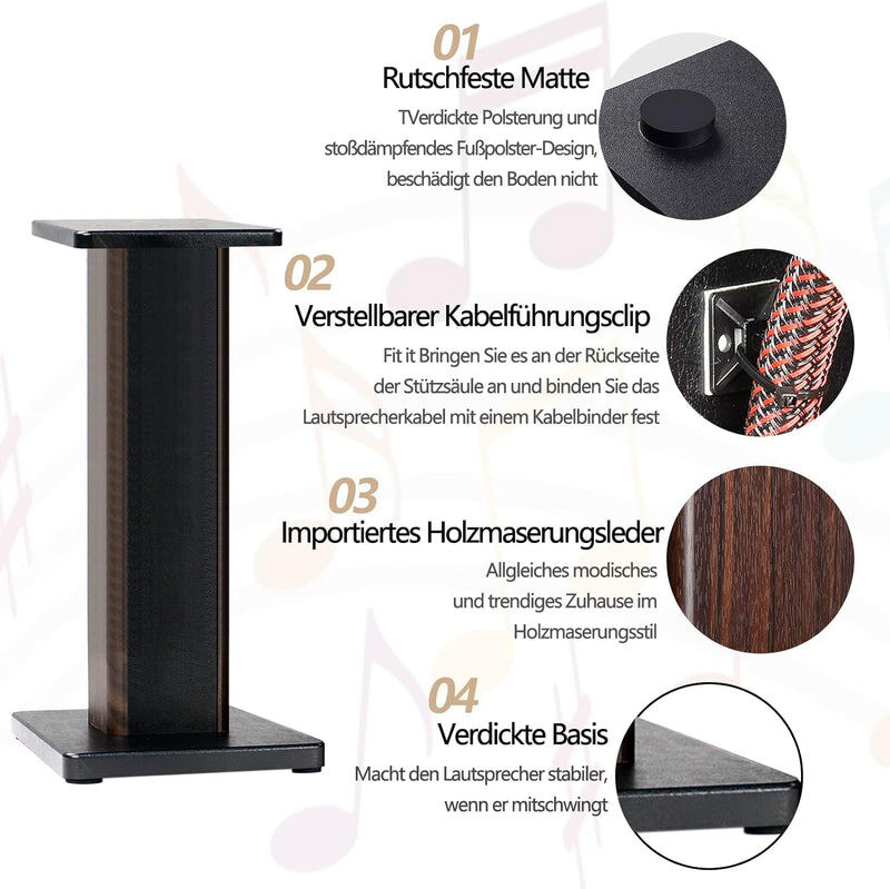 BQKOZFIN Lautsprecherständer 70 cm hoher Boxenständer Holz, 2er-Set, Speaker Stand geeignet für Rega