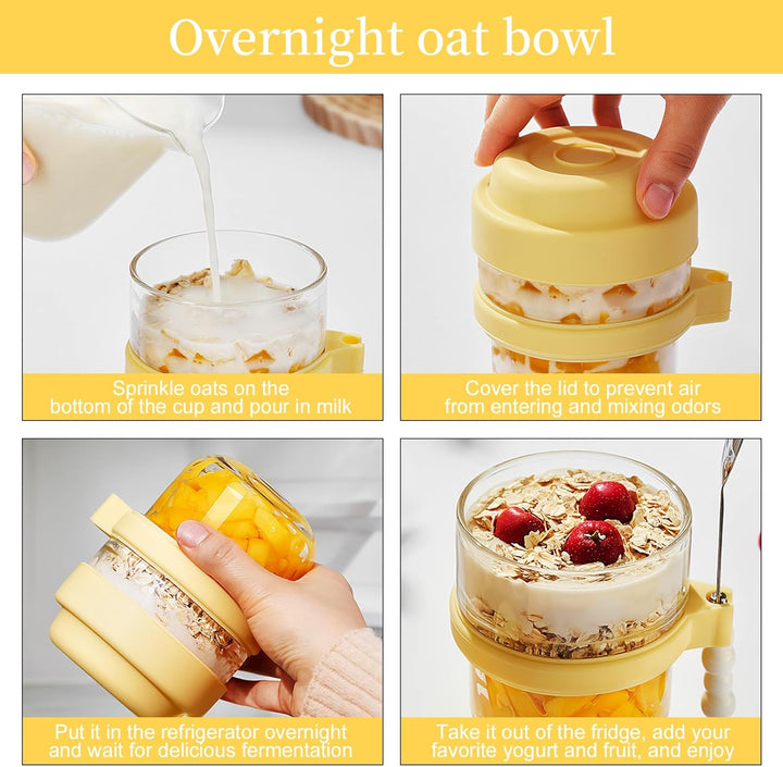 2 Stück Müslibecher, Praktischer Joghurtbecher to go, Müslicup, Overnight Oats Behälter, Joghurt To