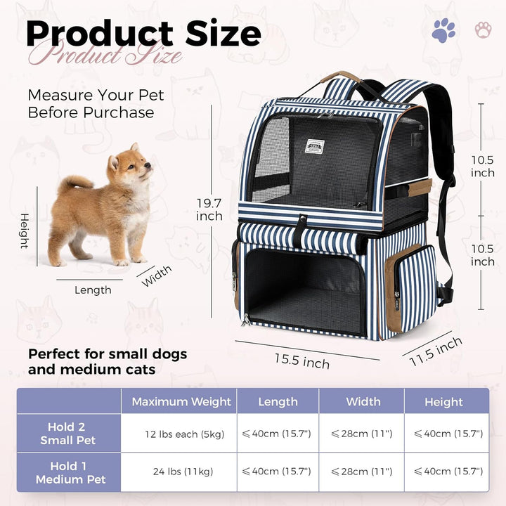 Doppellagige Katzen Rucksack für 2 Katzen Grosse Katzen Transport Rucksack Faltbare Haustier Rucksac