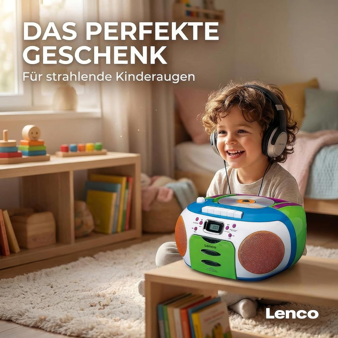 Lenco SCD-971 -Kinderradio - Kassettenradio mit CD - CD-Radio - Kassettenplayer - Stereo Lautspreche