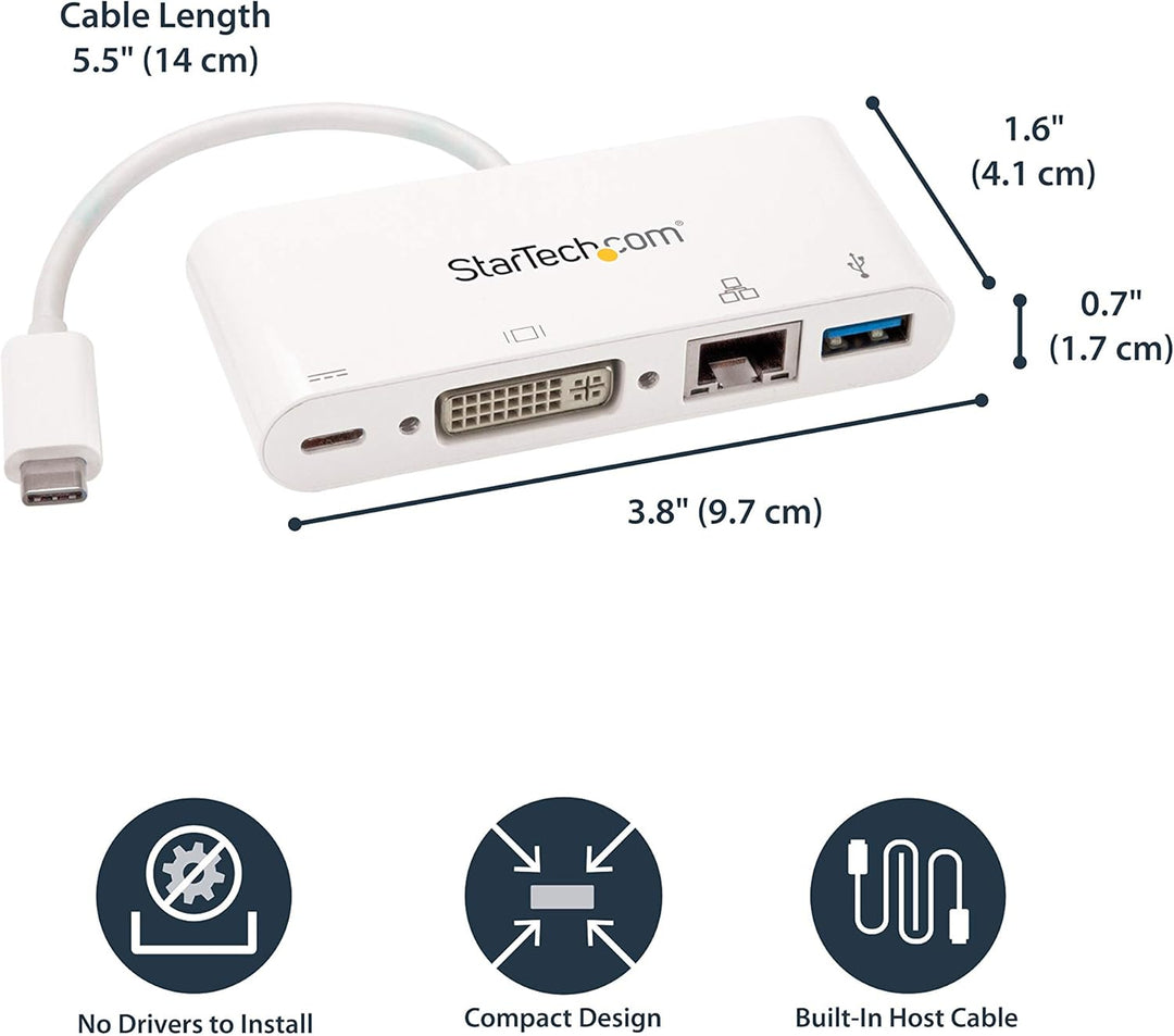StarTech.com USB-C Multiport Adapter - USB-C auf DVI-D (Digital) Video Adapter mit 60W Power Deliver