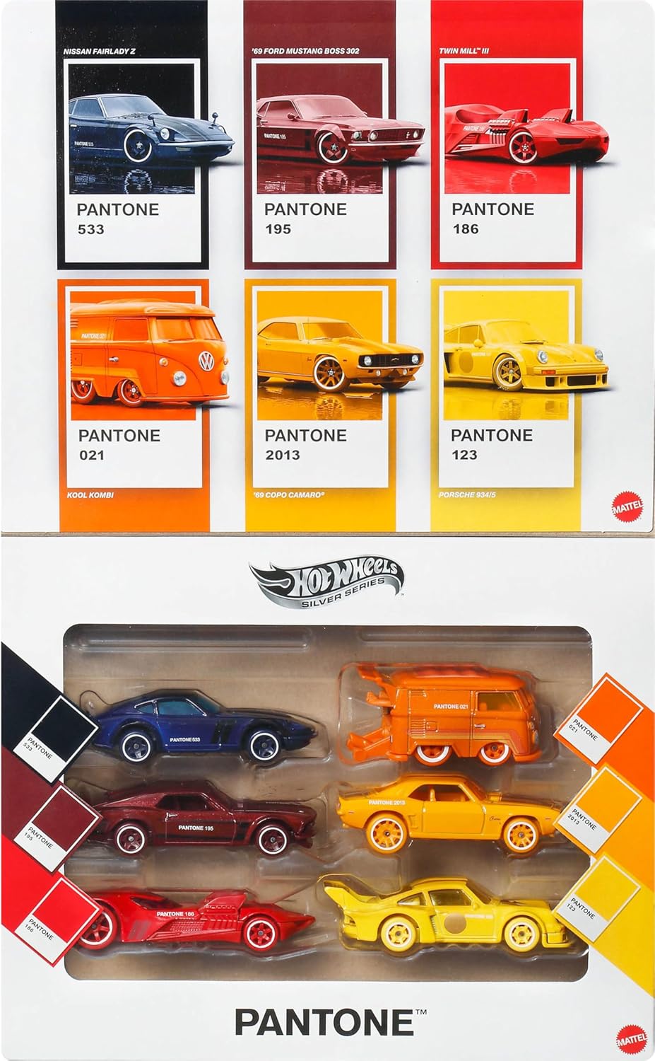 Hot Wheels Spielzeugautos und -Vans Multipack, Pantone Die-Cast-Fahrzeuge im Massstab 1:64 zum Samme
