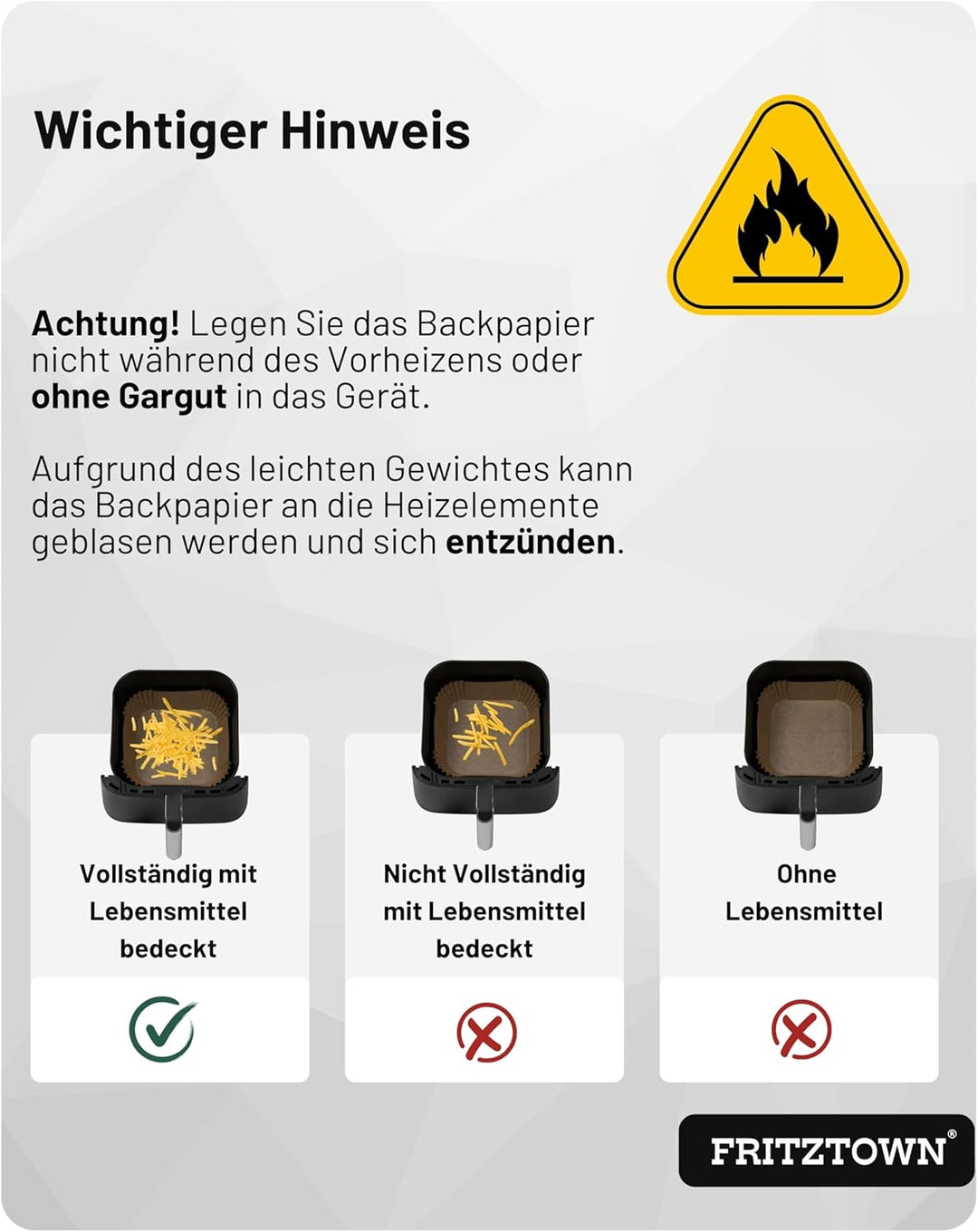 Backpapier für Heissluftfritteuse Ninja Dual | 300 Blatt 20,5x14 cm Rechteckig | Air Fryer Backpapie