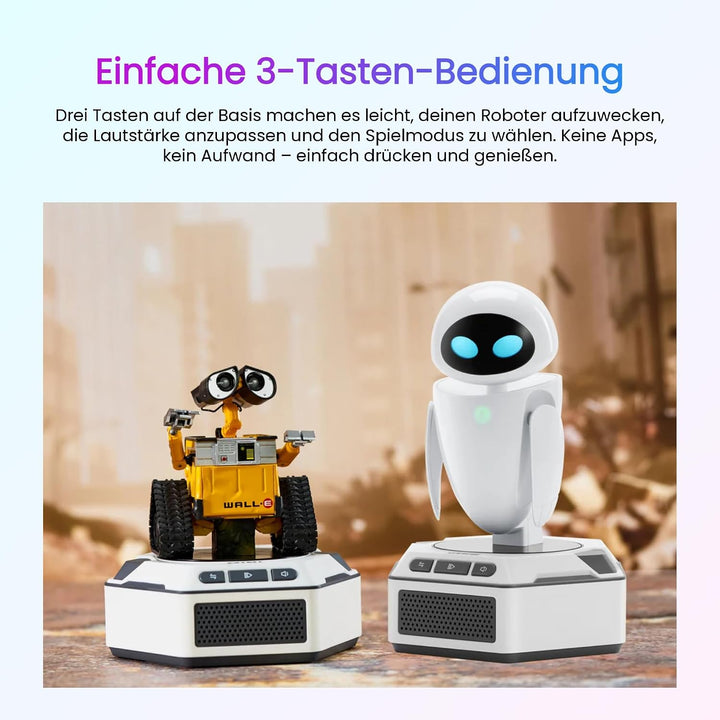 Robosen WALL·E &amp; EVE Mini-Roboter Sammlerset – Interaktive Disney Pixar Smart-Roboter mit Stimme, Li