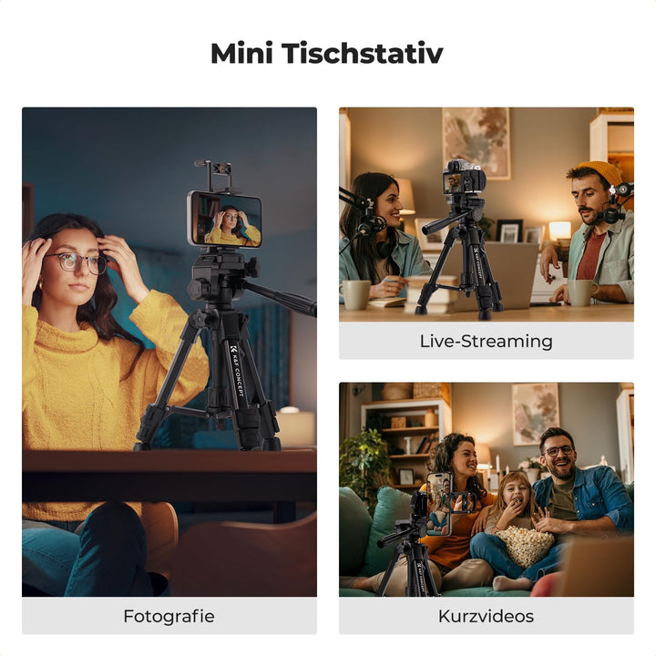 K&F CONCEPT Mini Tischkamerastativ, S233A0 25,5'' Stativ mit Fernbedienung, klein und tragbar für DS