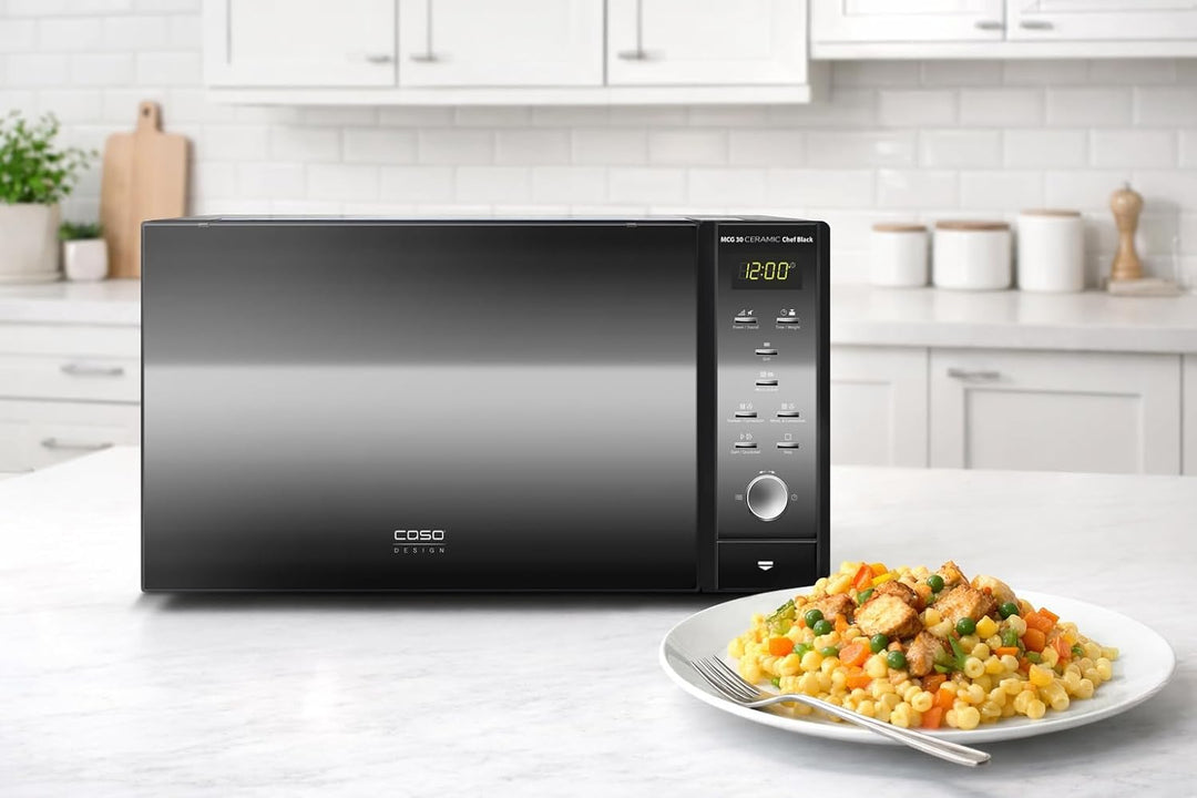 CASO MCG30 Ceramic chef Black, 3in1 Mikrowelle mit Grill + Heissluft 2100W 30L, Borosilikatglasboden