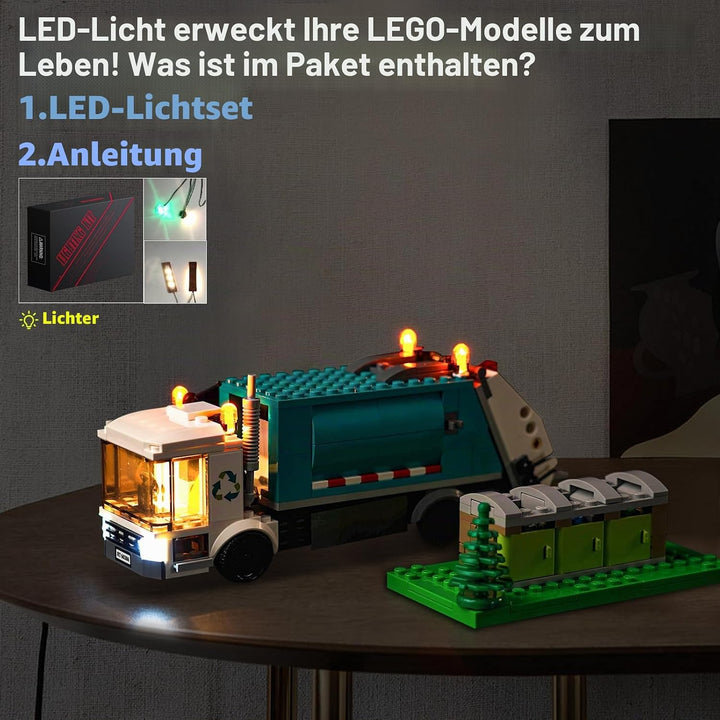 LocoLee Licht Kompatibel mit Lego City Müllabfuhr, Led Beleuchtungs Compatible with Lego 60386 City