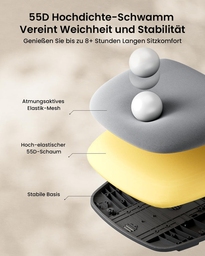 ProtoArc EC200 Bürostuhl Ergonomisch, Schreibtischstuhl mit Höhen- und Tiefenverstellbarer Lendenwir