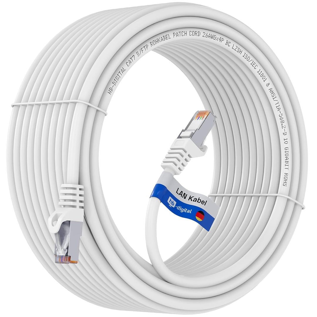 HB-DIGITAL 10x 0,5m LAN Kabel RJ45 Patchkabel mit CAT 7 Rohkabel S/FTP - GHMT zertifiziert - 10 Giga
