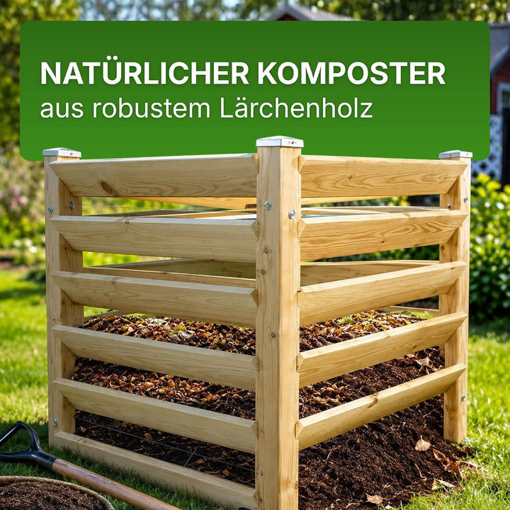 Moderner Komposter Single ca. 100x100 cm Höhe 80 cm aus Lärchenholz Massivholz Steckkomposter Kompos