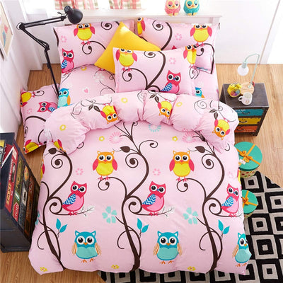 AShanlan Kinderbettwäsche Mädchen 135 x 200 Rosa 2 Teilig Eule 100% Mikrofaser Kinder Mädchen Bettbe