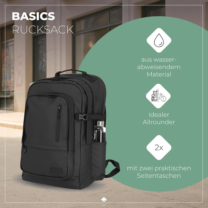 Travelite Rucksack aus wasserabweisendem Material, gepolstertes Laptop Fach 15,6 Zoll, BASICS Tagesr
